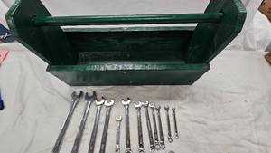 lot 369 image: Wrenches and Wood Tool Box