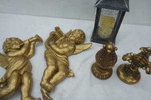 lot 19 image: Angel decor, wall sconces and angel theme lantern