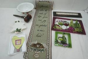 lot 23 image: Home decor lot , metal decorative strawberry strainer