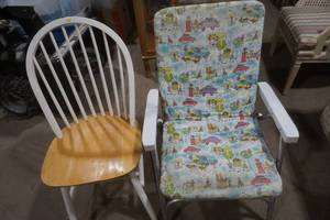 lot 82 image: fold up chair and kitchen chair