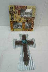 lot 152 image: home decor picture frame and cross. NEW