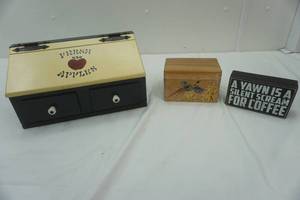 lot 166 image: home decor lot 2 wooden boxes and small wooden sign
