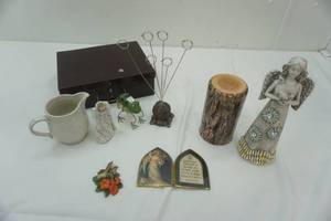 lot 167 image: home decor lot angel, picture holder, stacking tin