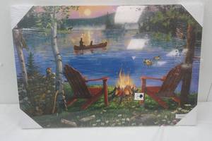 lot 173 image: canvas painting in plastic. led lighted canvas 17x2