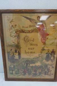 lot 178 image: vintageantique divine blessing framed print. 17x22