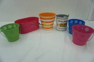 lot 211 image: variety of metal buckets. 6ct