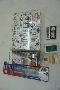 lot 233 image: Game Lot poker-new in package, x2 cribbage-new in package, decks of cards