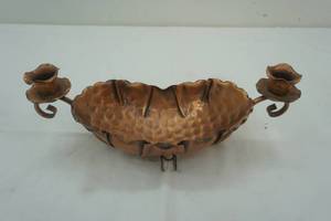 lot 279 image: copper candle holder with dish. Gregorian