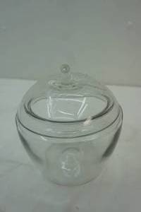 lot 282 image: glass apple container. 5.5 wide. 8 tall