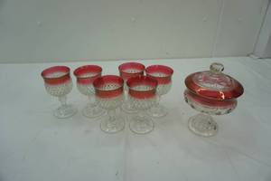 lot 293 image: glassware. 6 cups and dish
