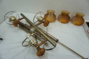 lot 307 image: vintage amber glass lamp. floor to ceiling. works