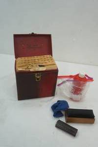 lot 347 image: VintageAntique 45s in red case & Record Cleaning Equipment