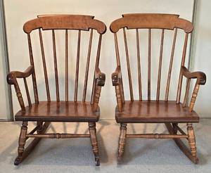 lot 81 image: Pair of Matching Childrens Rocking Chairs
