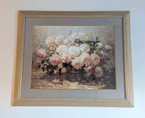 lot 62 image: Large Gold Framed Floral Print
