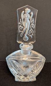 lot 68 image: Vintage Czech Etched Glass Perfume Bottle