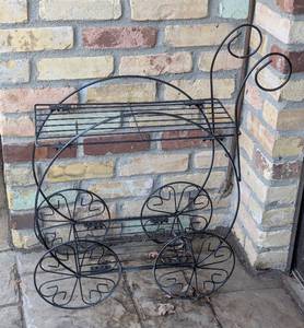 lot 31 image: Painted Metal Teacart Plant Stand