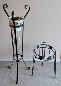 lot 39 image: Pair of Painted Metal Plant Stands