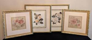 lot 109 image: Gold Framed Decorative Floral Prints