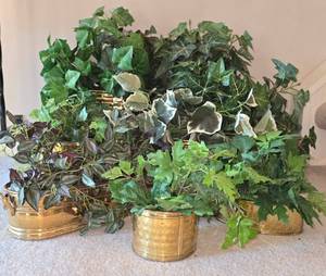 lot 156 image: Brass Potted Faux Foliage
