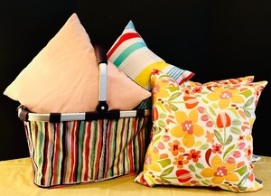 lot 185 image: Outdoor Pillows and Basket