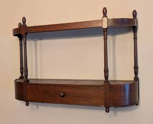 lot 61 image: Vintage Mahogany Wood Wall Display Shelf