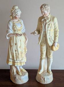 lot 30 image: Vintage Pair of Large Bisque Statues