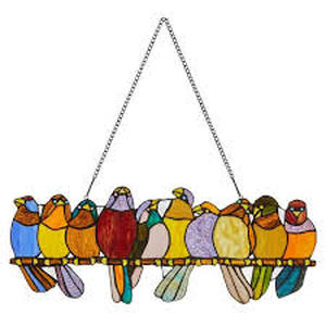 River of Goods Multi Stained Glass Birds on a Wire Window Panel Customer return Review all pictures