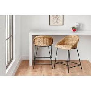 StyleWell 24 in. Natural Woven Hyacinth Counter Stool with Low Back Customer Returns Review all pictures