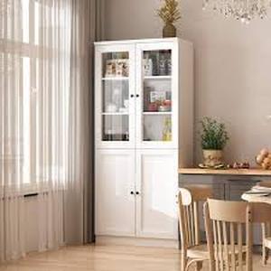 FUFU&GAGA White Wood 31.5 in. W Buffet Cupboard Kitchen Storage Cabinet For Dinning Room,  Customer Returns Review all pictures