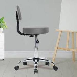 HOMESTOCK 33.8 in. H, Faux Leather Adjustable Height Stool with Wheels and Backrest Chair in Gray with Non-Adjustable Arms Customer Returns Review all pictures