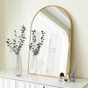 TA 30 in. H x 20 in. W Gold Modern Arch Framed Mirror Customer Returns Review all pictures