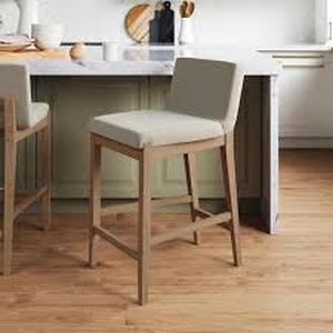 Nathan James Gracie 24 in. Modern Counter Height Bar Stool with Back, Brushed Light Brown Wood Legs, Natural FlaxBrown, Set of 2 Customer Returns Review all pictures