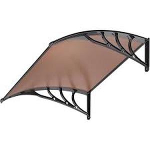 lot 15 image: VIVOHOME 3.3 ft. Polycarbonate Window Fixed Awning (40 in. x 40 in.) in Brown and Black Bracket  Customer return Review all pictures