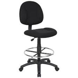 lot 32 image: Black Fabric Armless Drafting Chair with Seat Height Adjustment Customer return Review all pictures