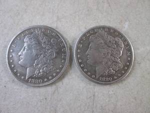 lot 329 image: (CNTR) 2 Replica 1880 Morgan Silver...