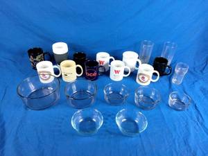 Coffee Mugs and Pyrex Bowls