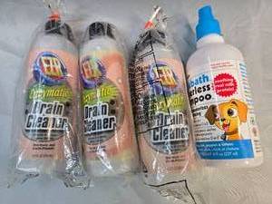 lot 14 image: Lot of 3 Enzymatic Drain Cleaners & 1 Milkbath Waterless Shampoo  All Brand New