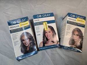 lot 19 image: Lot of 2 Packs Go Gray Revitalizing Treatment Hair Color Remover & 1 Go Gray Clarifying Duo Shampoo & Conditioner  Brand New