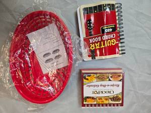lot 23 image: Lot of 3 Items Guitar Chord Book, Crockpot Recipe Book, and 4 Sets of Bugger Baskets  All Brand New