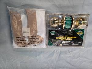lot 32 image: Lot of 1 Decorative Passage Lockset & 2 Pairs of Copper-Infused Compression Socks  Brand New