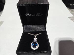lot 92 image: Gold Coast Platinum Plated Blue & Clear Fashion Rhinestone Pendant Necklace  Brand New Sold online from $80 to $250