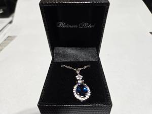 lot 95 image: Gold Coast Platinum Plated Blue & Clear Fashion Rhinestone Pendant Necklace  Brand New Sold online from $80 to $250