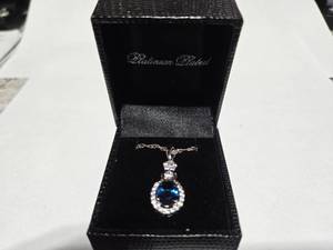 lot 98 image: Gold Coast Platinum Plated Blue & Clear Fashion Rhinestone Pendant Necklace  Brand New Sold online from $80 to $250