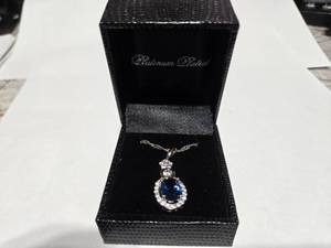 lot 99 image: Gold Coast Platinum Plated Blue & Clear Fashion Rhinestone Pendant Necklace  Brand New Sold online from $80 to $250