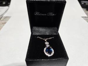 lot 100 image: Gold Coast Platinum Plated Blue & Clear Fashion Rhinestone Pendant Necklace  Brand New Sold online from $80 to $250