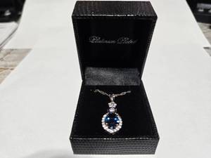 lot 101 image: Gold Coast Platinum Plated Blue & Clear Fashion Rhinestone Pendant Necklace  Brand New Sold online from $80 to $250
