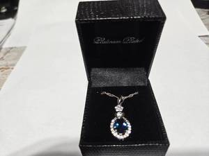 lot 103 image: Gold Coast Platinum Plated Blue & Clear Fashion Rhinestone Pendant Necklace  Brand New Sold online from $80 to $250