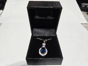 lot 104 image: Gold Coast Platinum Plated Blue & Clear Fashion Rhinestone Pendant Necklace  Brand New Sold online from $80 to $250