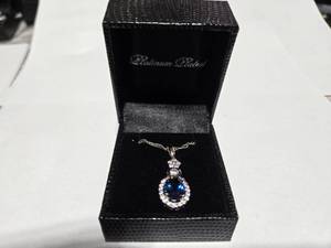 lot 106 image: Gold Coast Platinum Plated Blue & Clear Fashion Rhinestone Pendant Necklace  Brand New Sold online from $80 to $250