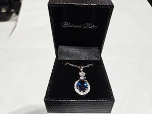 lot 108 image: Gold Coast Platinum Plated Blue & Clear Fashion Rhinestone Pendant Necklace  Brand New Sold online from $80 to $250